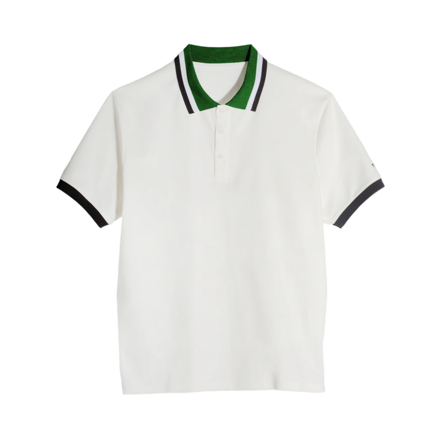 Mens Supima Pique Stripe Polo - White/ Sport Green