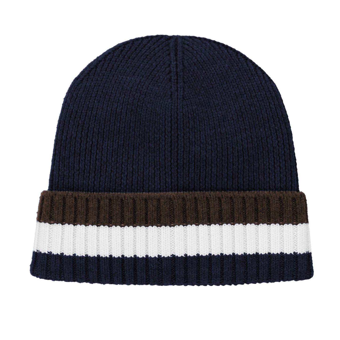 Tri Stripe Merino Beanie - Navy / Chocolate