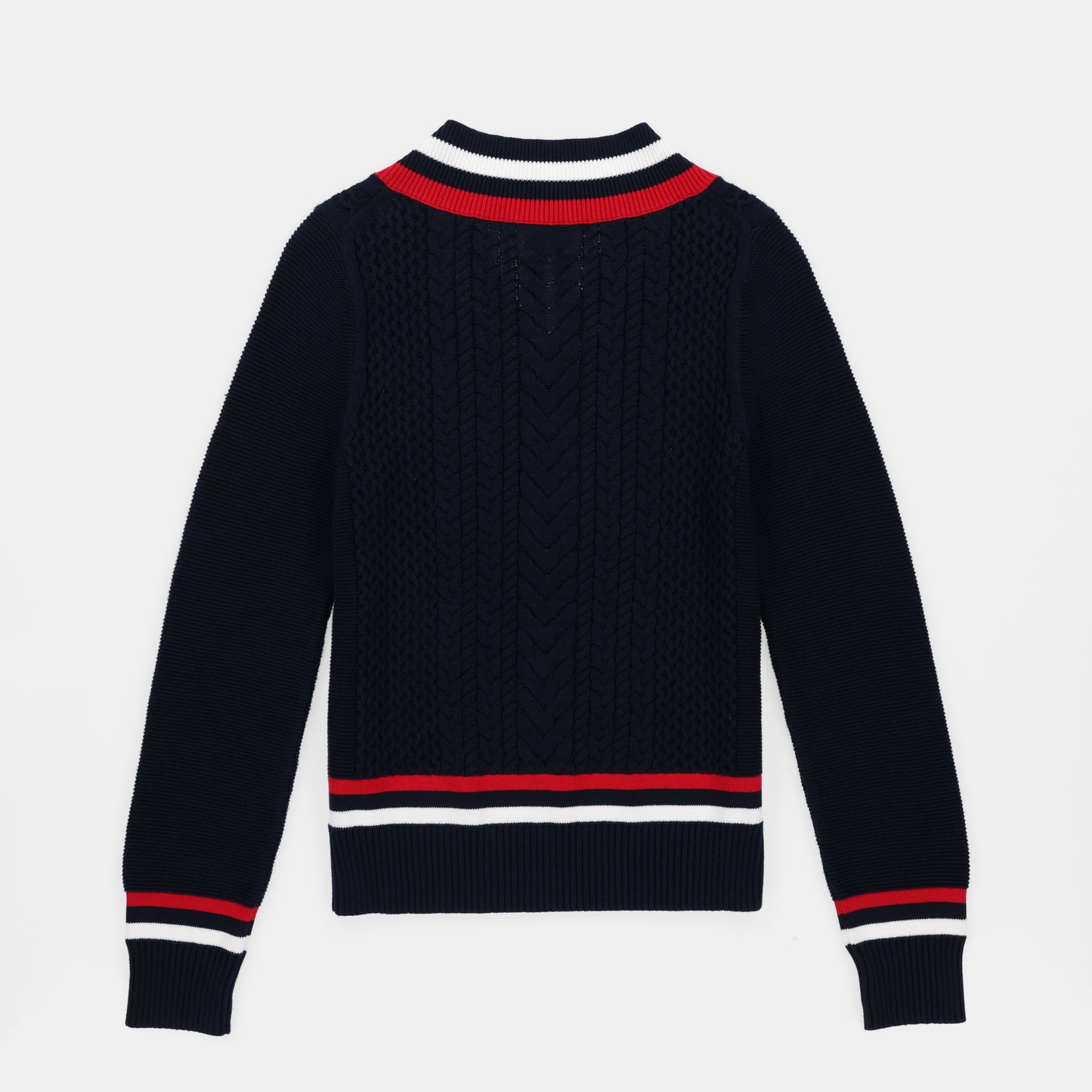 Womens Preppy Deep V Sweater - Navy/Red/White