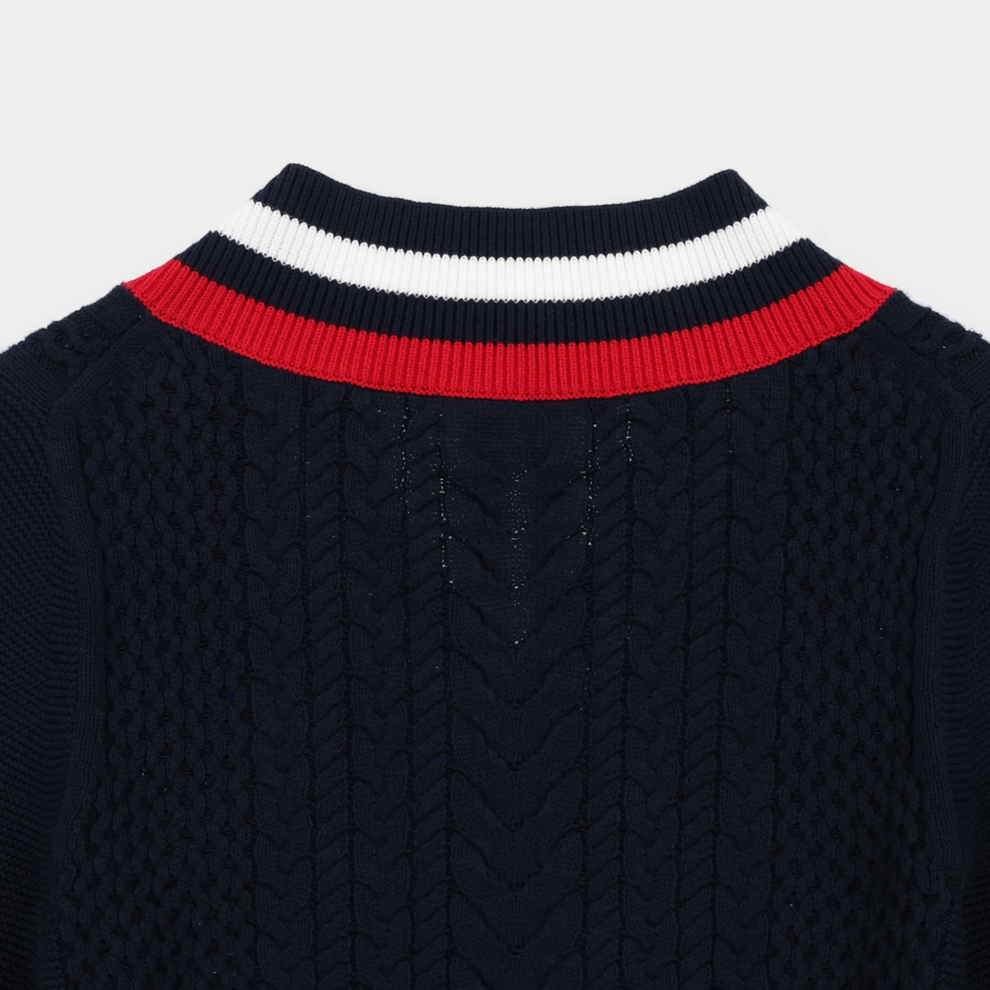 Womens Preppy Deep V Sweater - Navy/Red/White