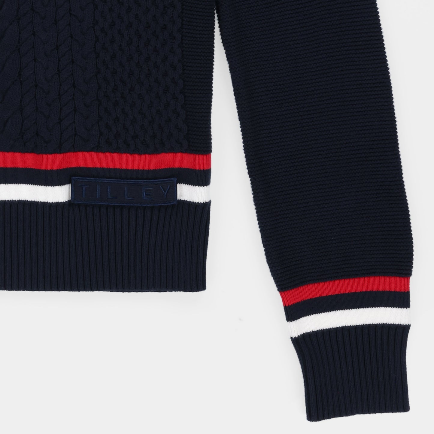 Womens Preppy Deep V Sweater - Navy/Red/White