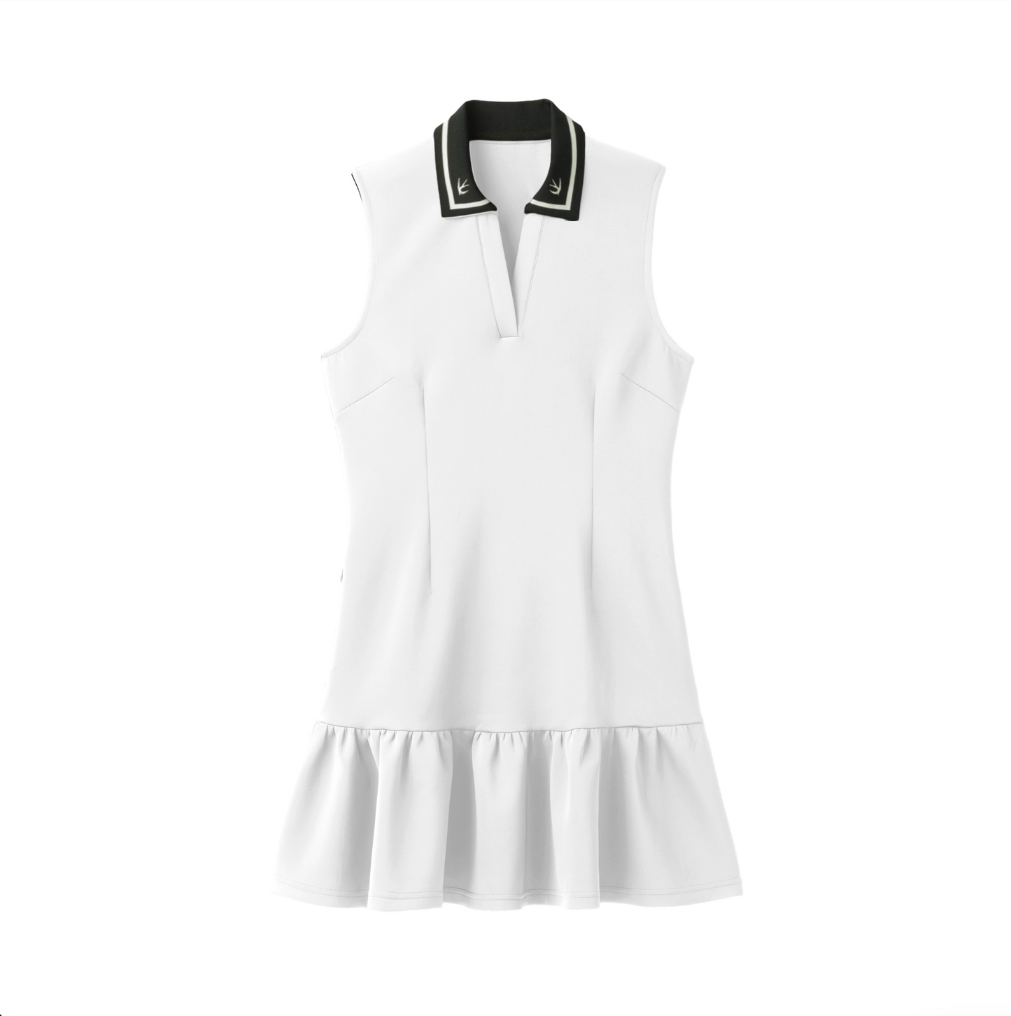 Womens Scuba Ruffle Hem Dress - White/ Black