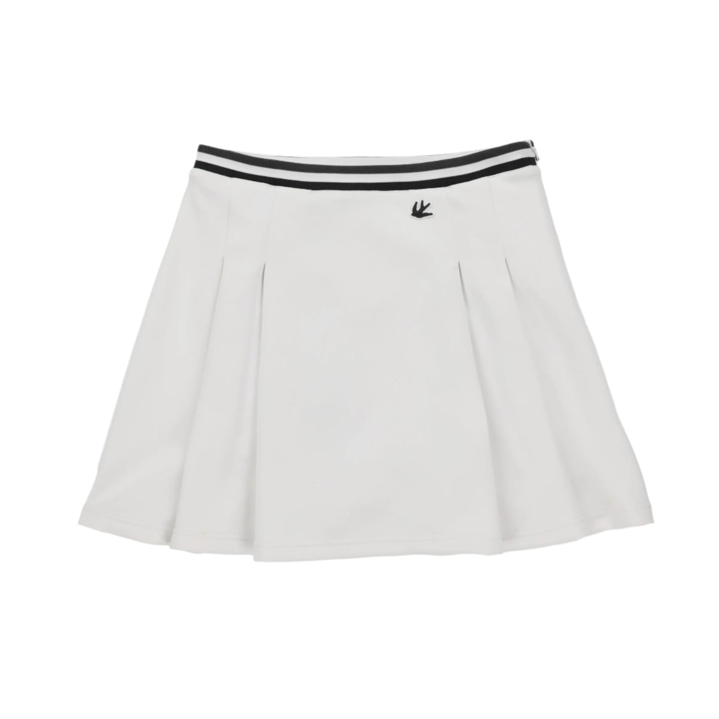Womens Striped Scuba Pleated Skirt - White/ Black