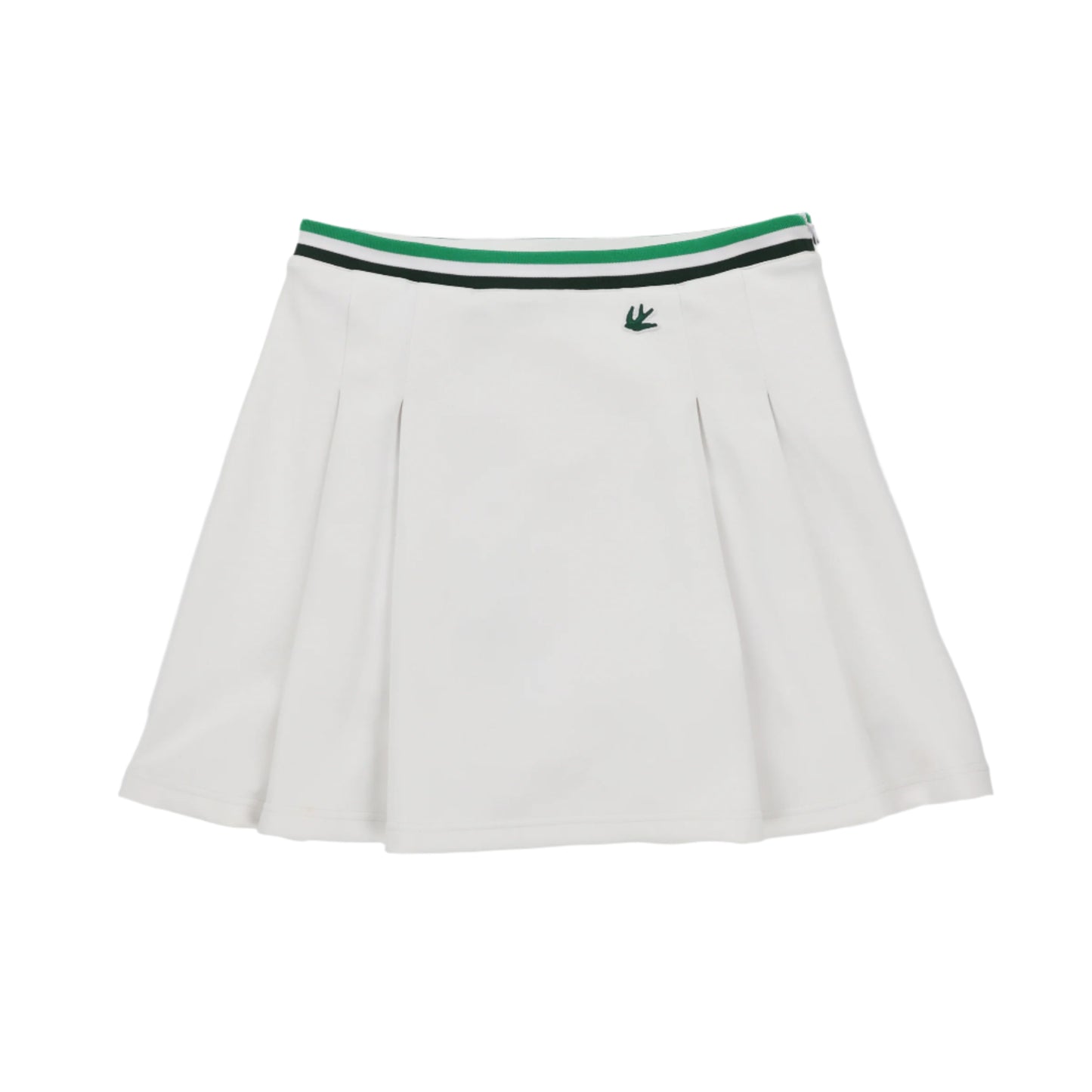 Womens Striped Scuba Pleated Skirt - White/Sport Green