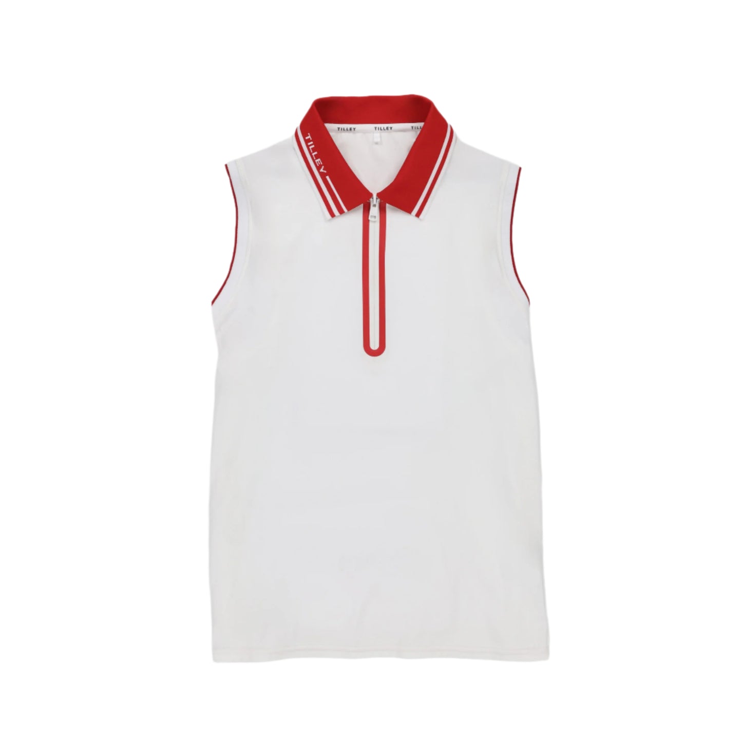 Womens Tech Jersey Sleeveless Zip Polo - White/ Sport Red