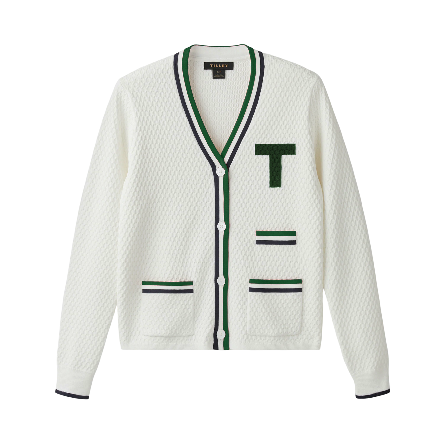 Womens T Cardigan - White/Pine Green