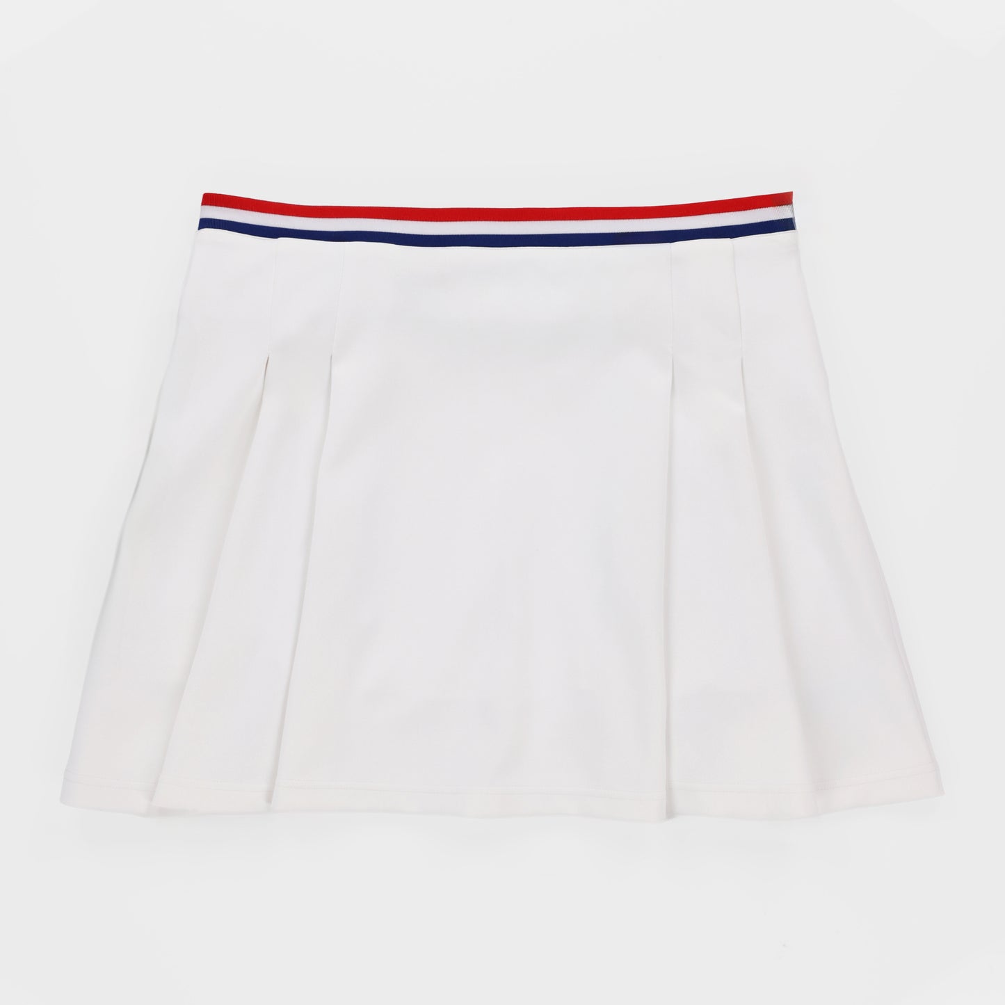Womens Striped Scuba Pleated Skirt - White/Red/Blue