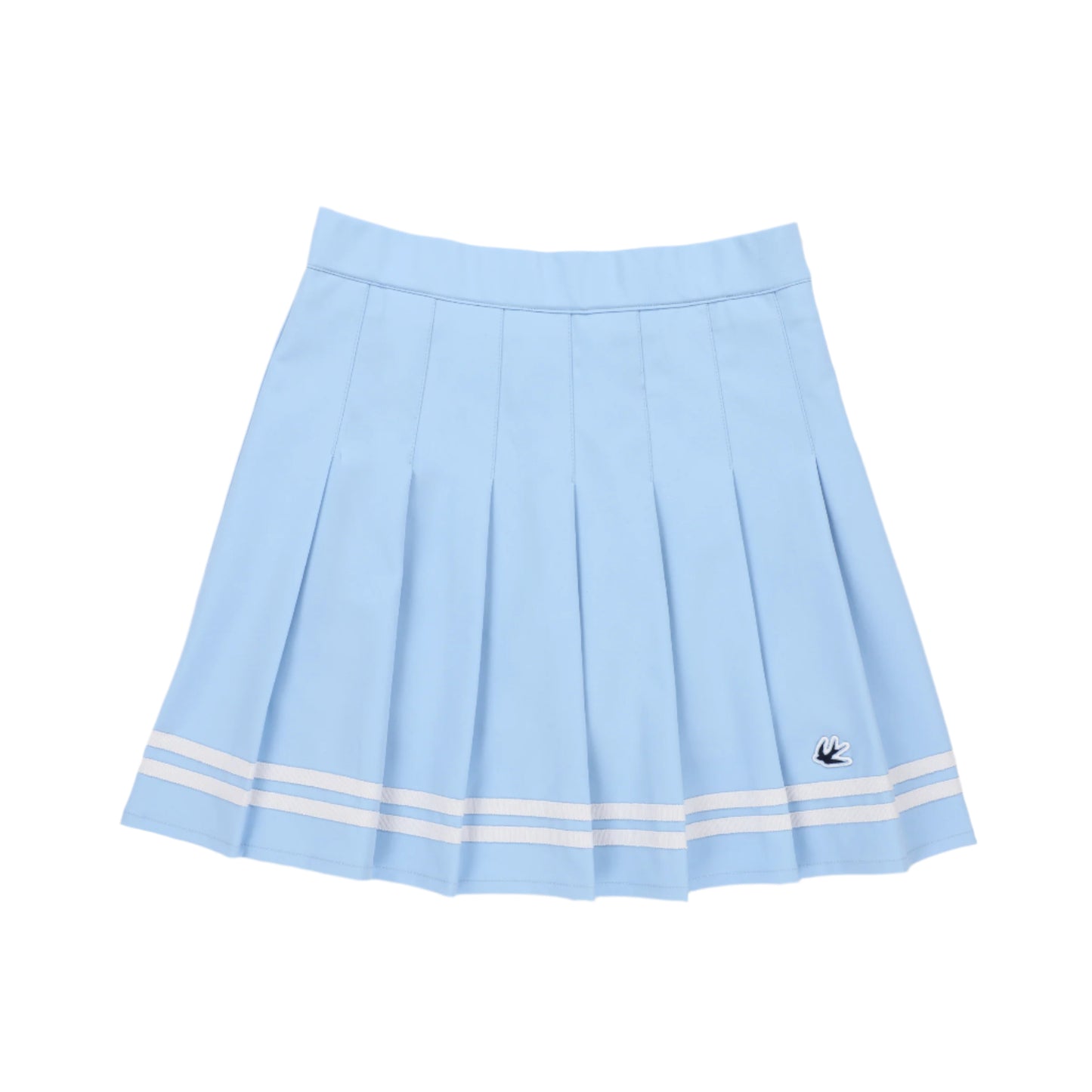Womens Ribbon Pleated Skirt - Powder Blue/White