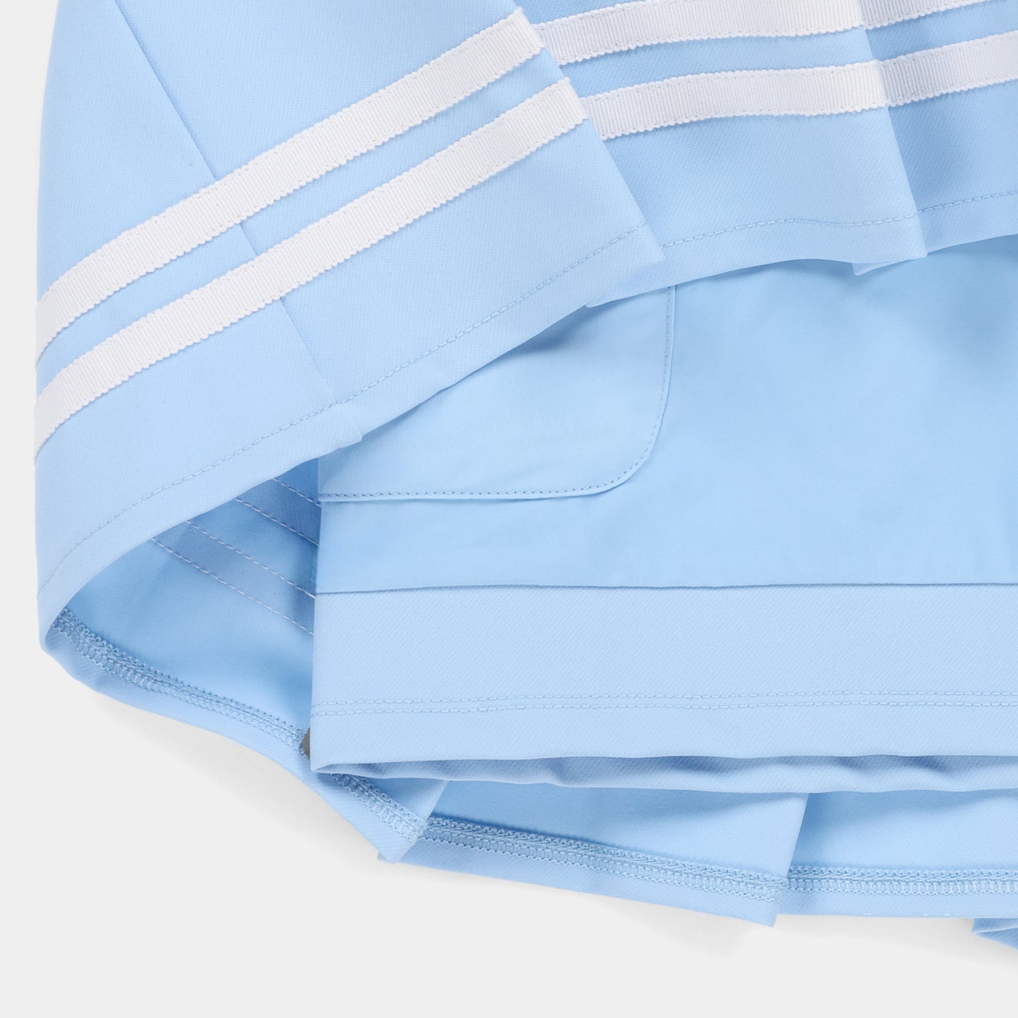 Womens Ribbon Pleated Skirt - Powder Blue/White