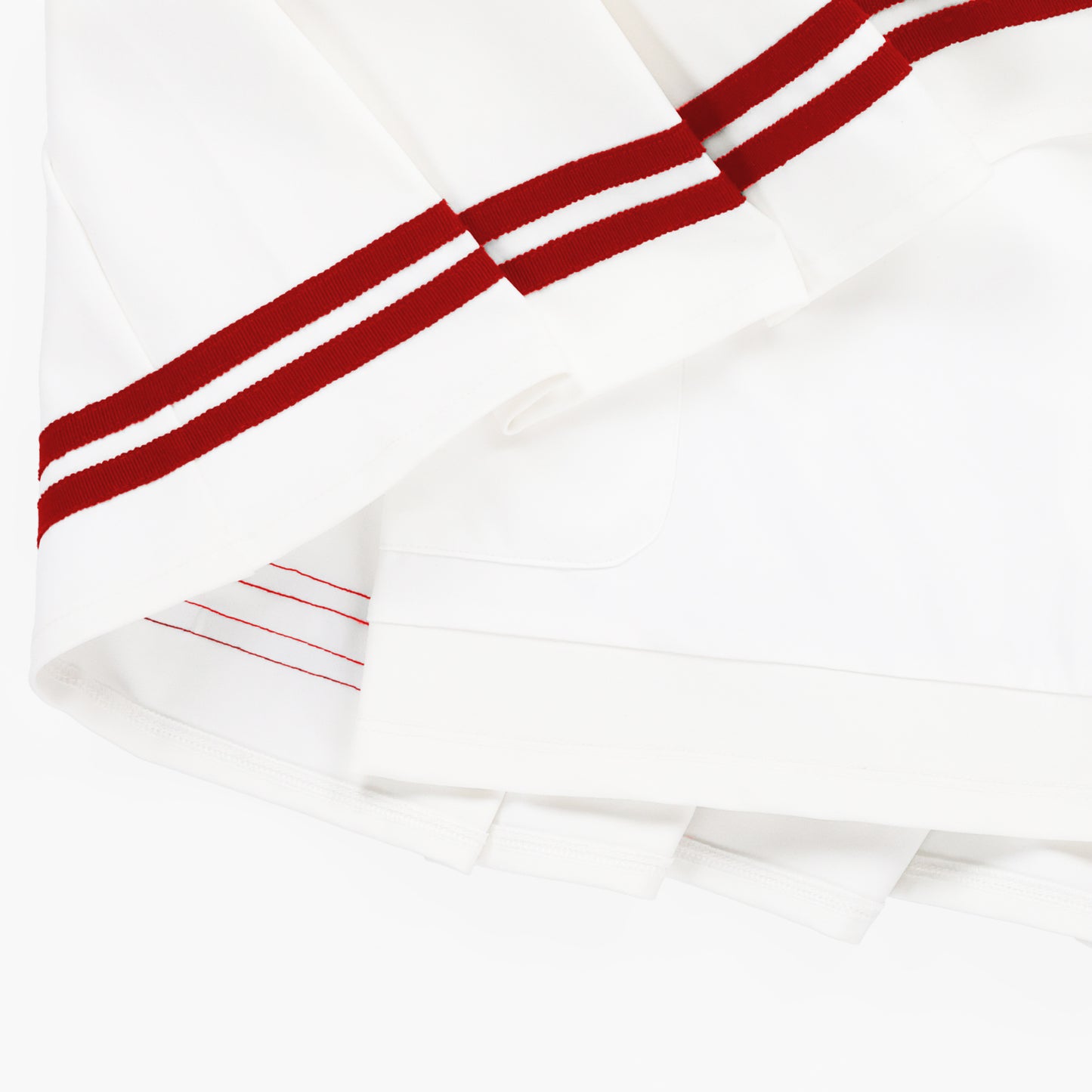 Womens Ribbon Pleated Skirt - White/Sport Red