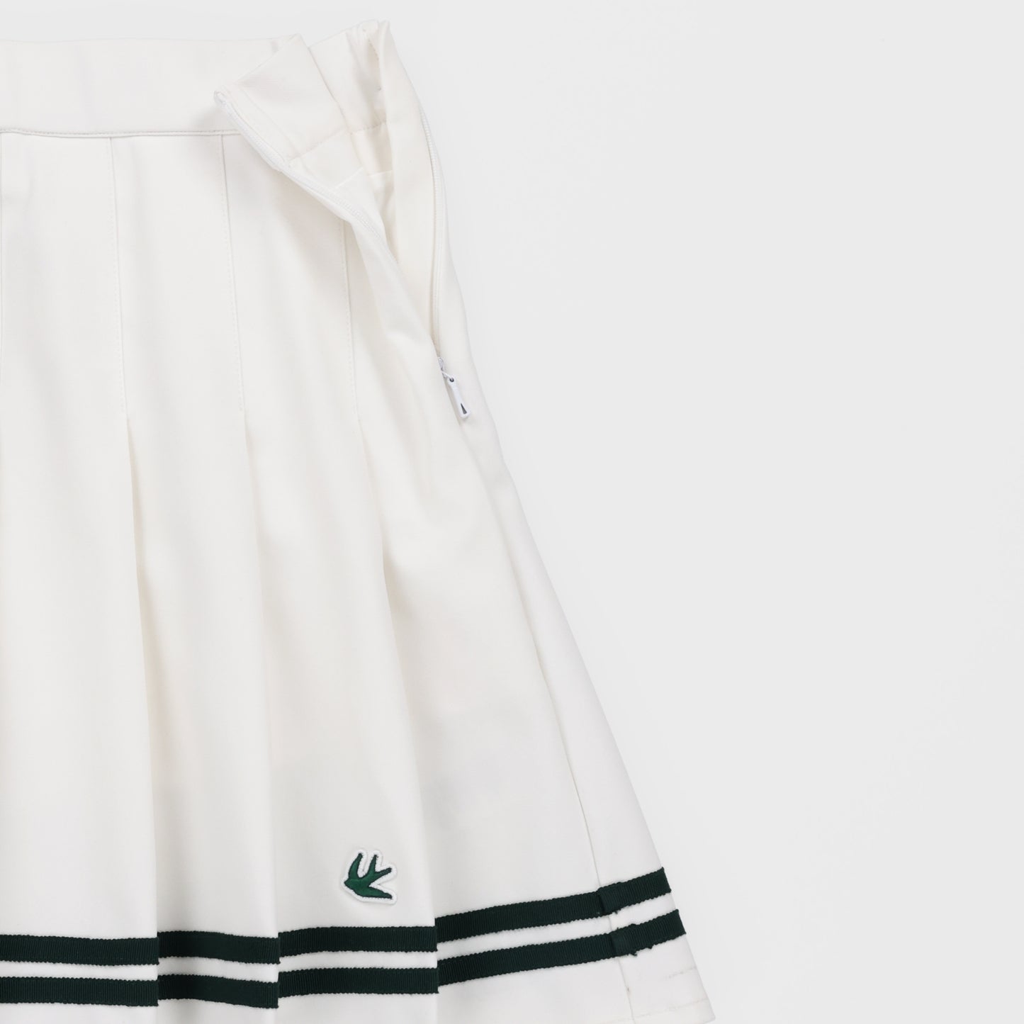 Womens Ribbon Pleated Skirt - White/Pine Green