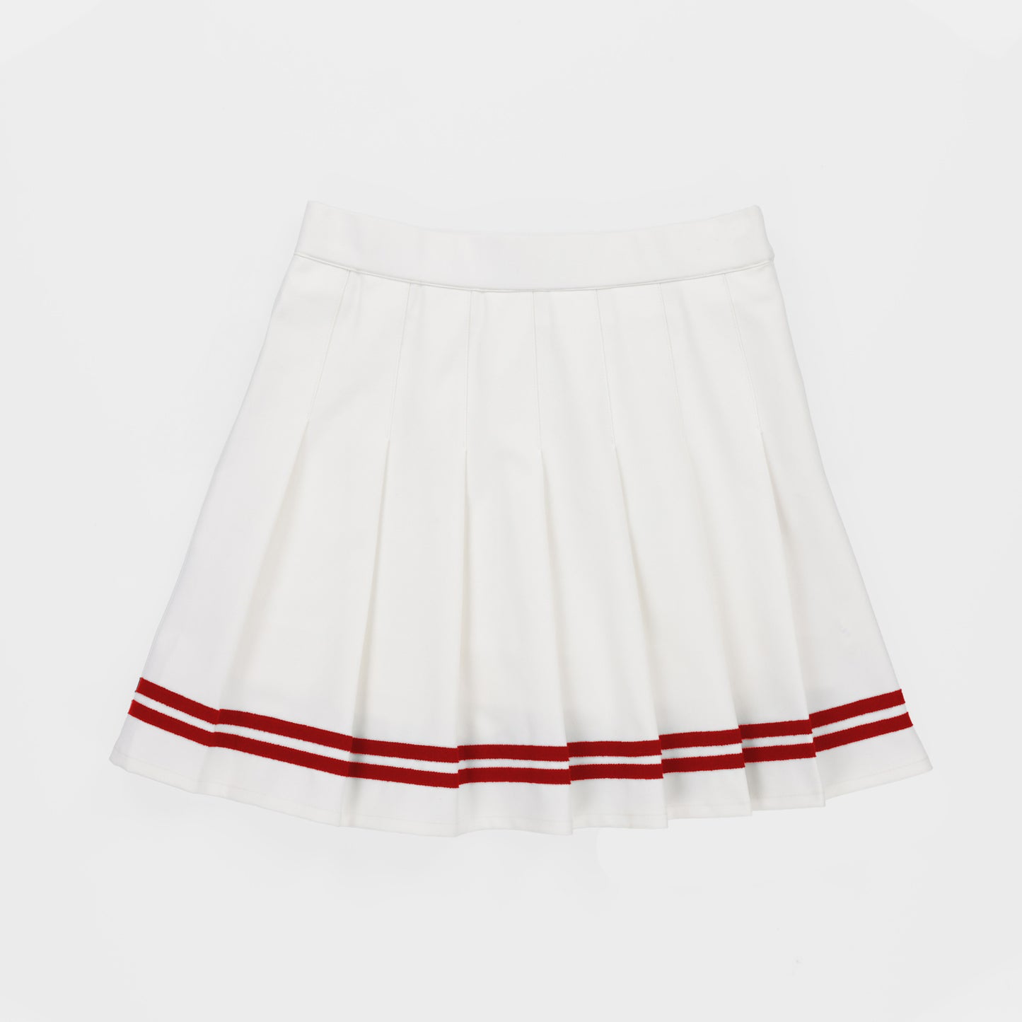 Womens Ribbon Pleated Skirt - White/Sport Red