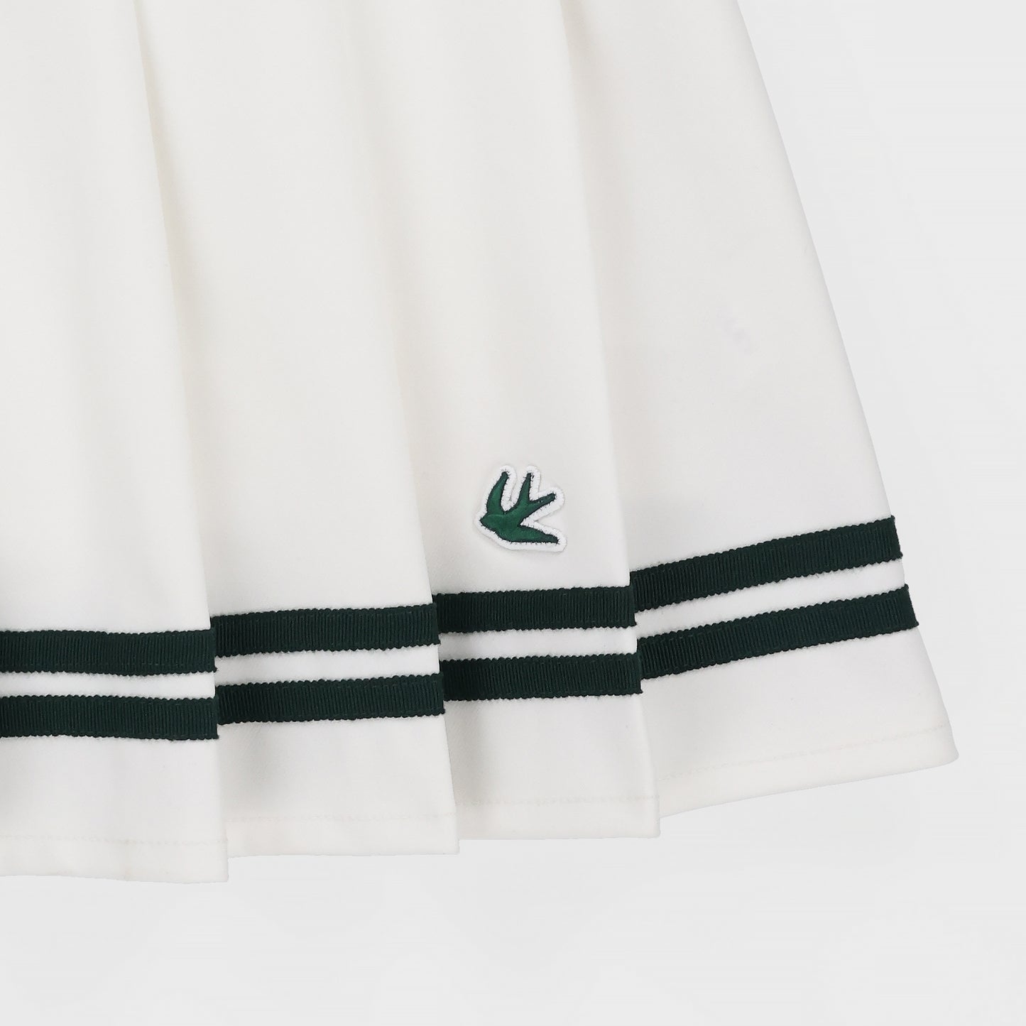 Womens Ribbon Pleated Skirt - White/Pine Green