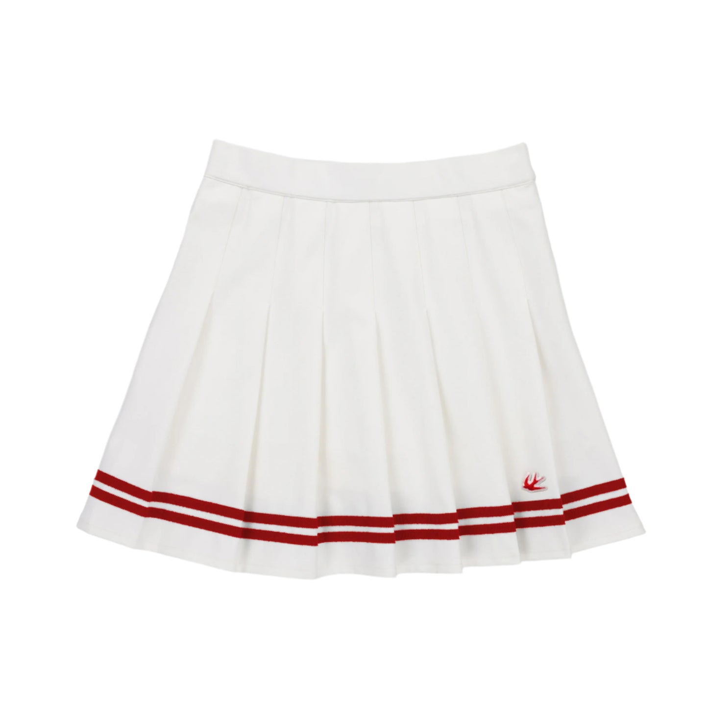 Womens Ribbon Pleated Skirt - White/Sport Red
