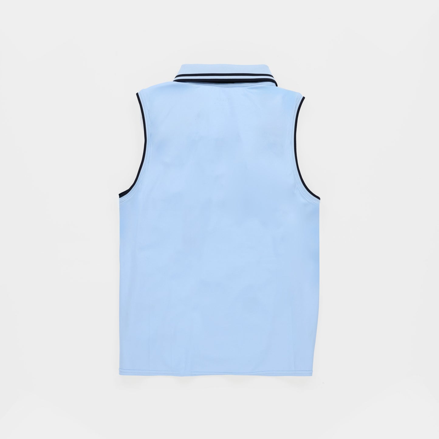 Womens Tech Jersey Sleeveless Zip Polo - Powder Blue/Navy
