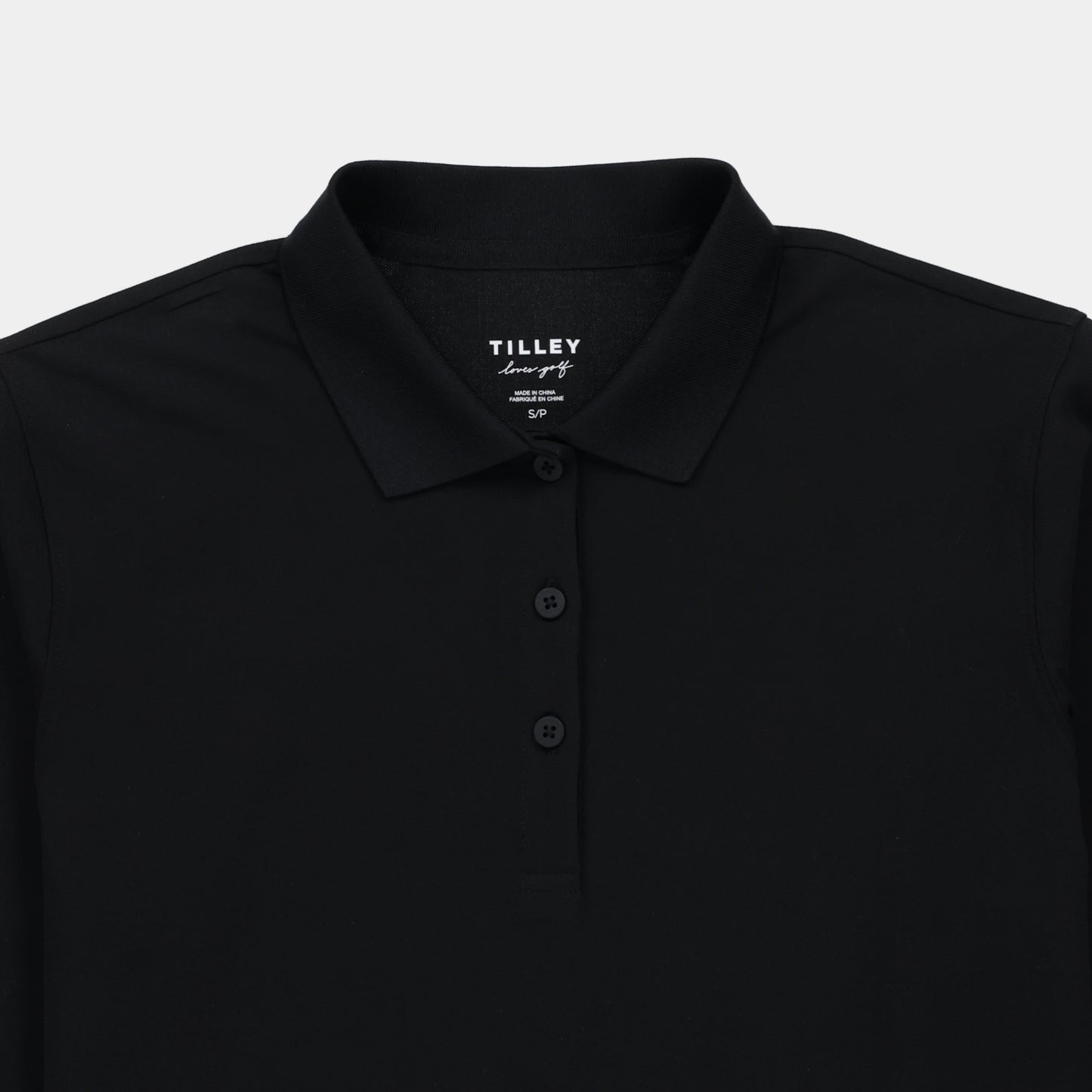 Womens Long Sleeve Classic Pique Polo - Black