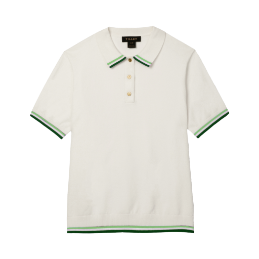 Womens Albatross Polo - White/Green Stripe