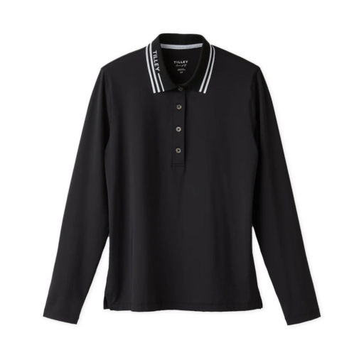 Womens Long Sleeve Polo - Black