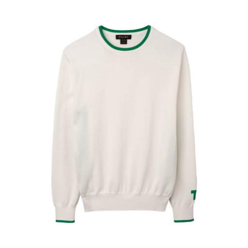 Mens Colour Block Crew Sweater - Offwhite