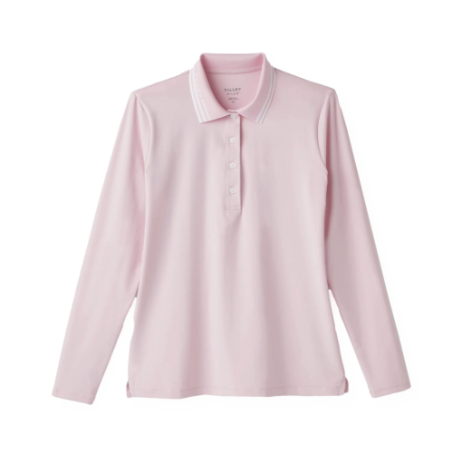 Womens Long Sleeve Polo - Pink