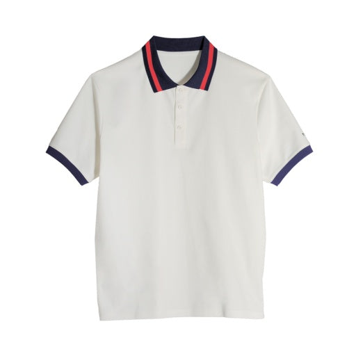 Mens Supima Pique Stripe Polo - White/Red