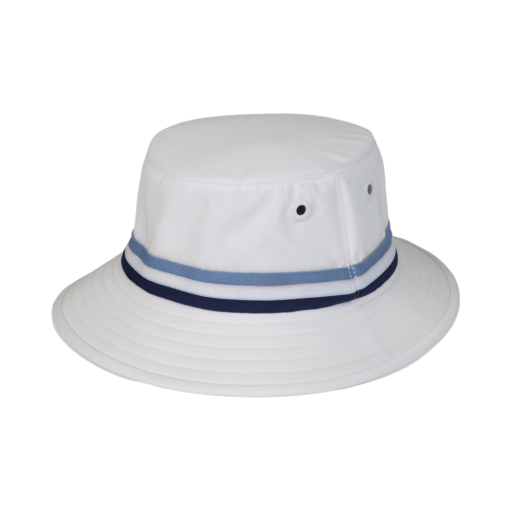 Ribbon Bucket - White Navy Blue Stripe
