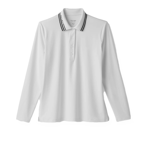 Womens Long Sleeve Polo - White