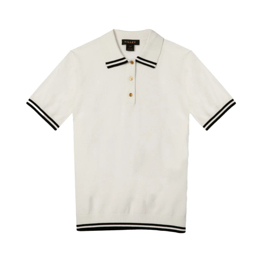 Womens Albatross Polo - White/Black Stripe