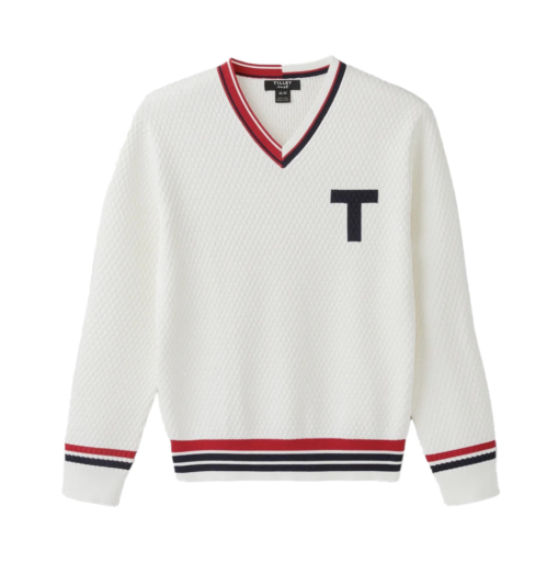 Mens V-Neck Sweater - White