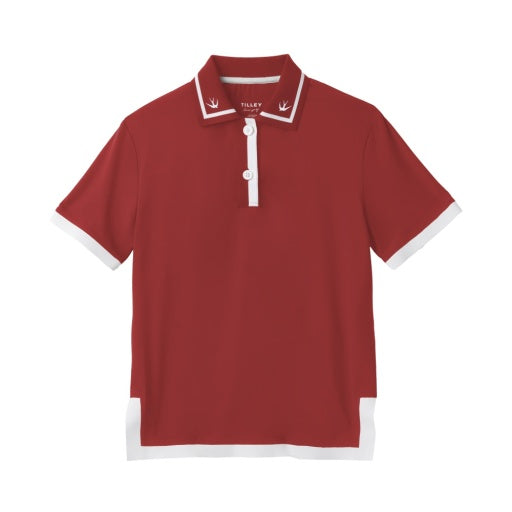Womens Tech Jersey Boxy Birdie Polo - Sport Red/ White
