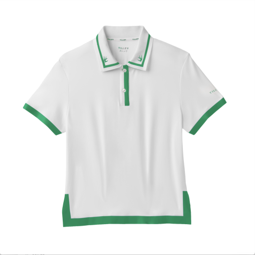 Womens Tech Jersey Boxy Birdie Polo - White/Sport Green
