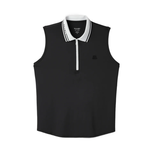Womens Sleeveless Polo - Black