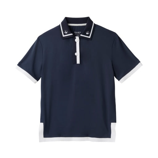 Womens Tech Jersey Boxy Birdie Polo - Navy/White