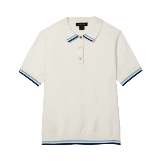 Womens Albatross Polo - White/Blue Stripe