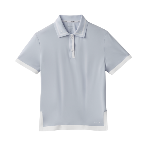 Womens Tech Jersey Boxy Birdie Polo - Powder Blue/White