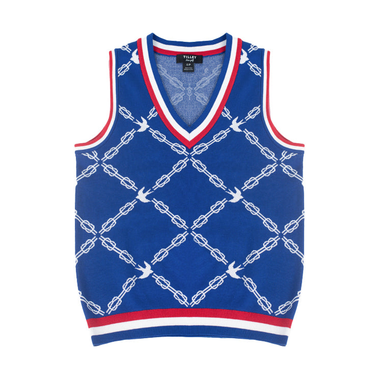 Womens Birdie Links Jacquard Vest - Blue