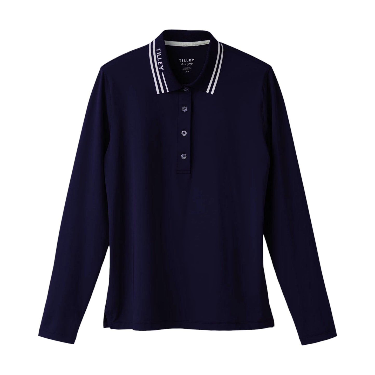 Womens Long Sleeve Polo - Navy
