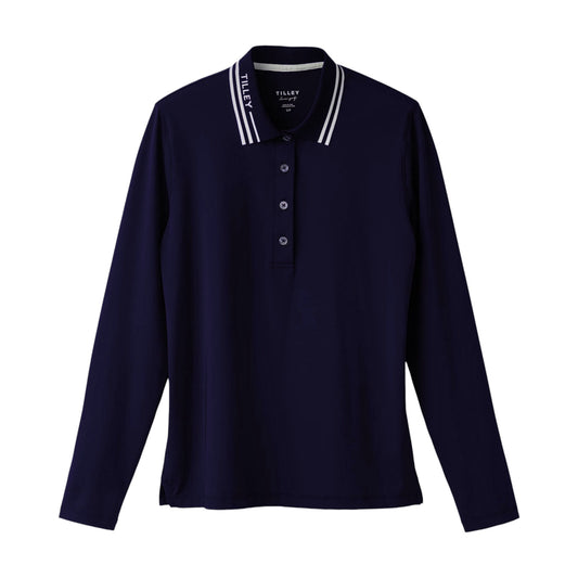 Womens Long Sleeve Polo - Navy