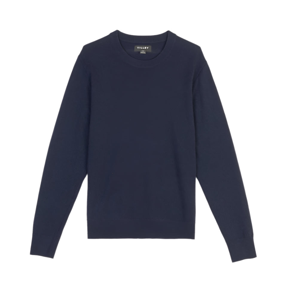 Mens Merino Crew Top - Navy