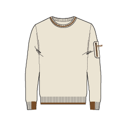 Mens Classic Pocket Crew Sweater - Cream