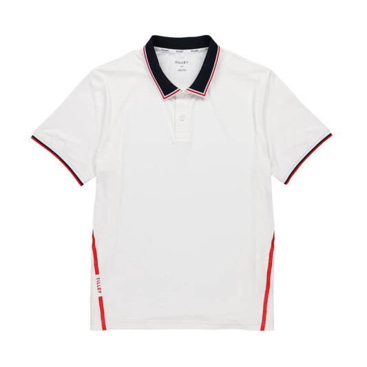 Mens Tech Jersey Club Polo - White/ Sport Red