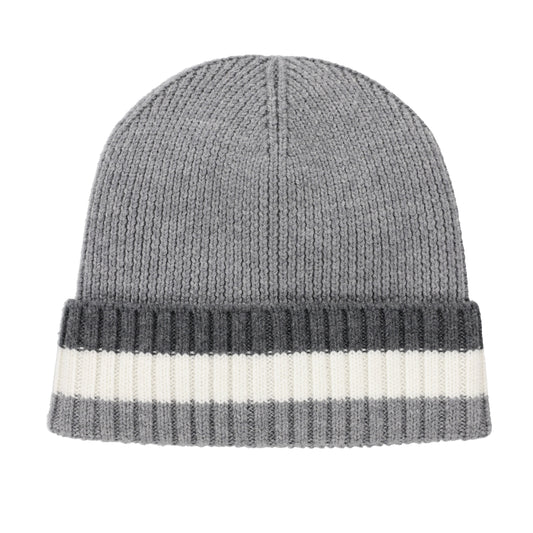 Tri Stripe Merino Beanie  - Grey Mix