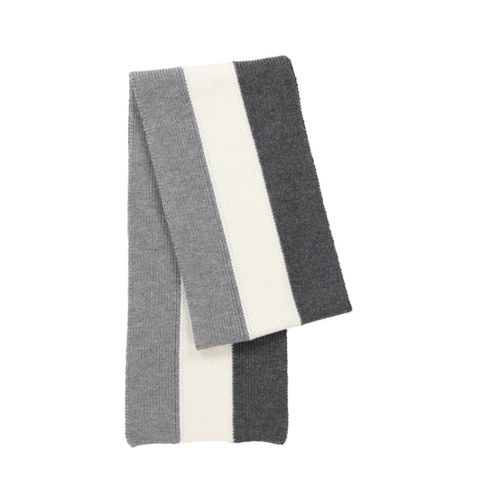 Tri Stripe Merino Scarf  - Grey Mix