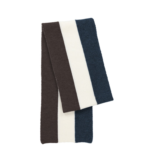 Tri Stripe Merino Scarf  - Navy / Chocolate