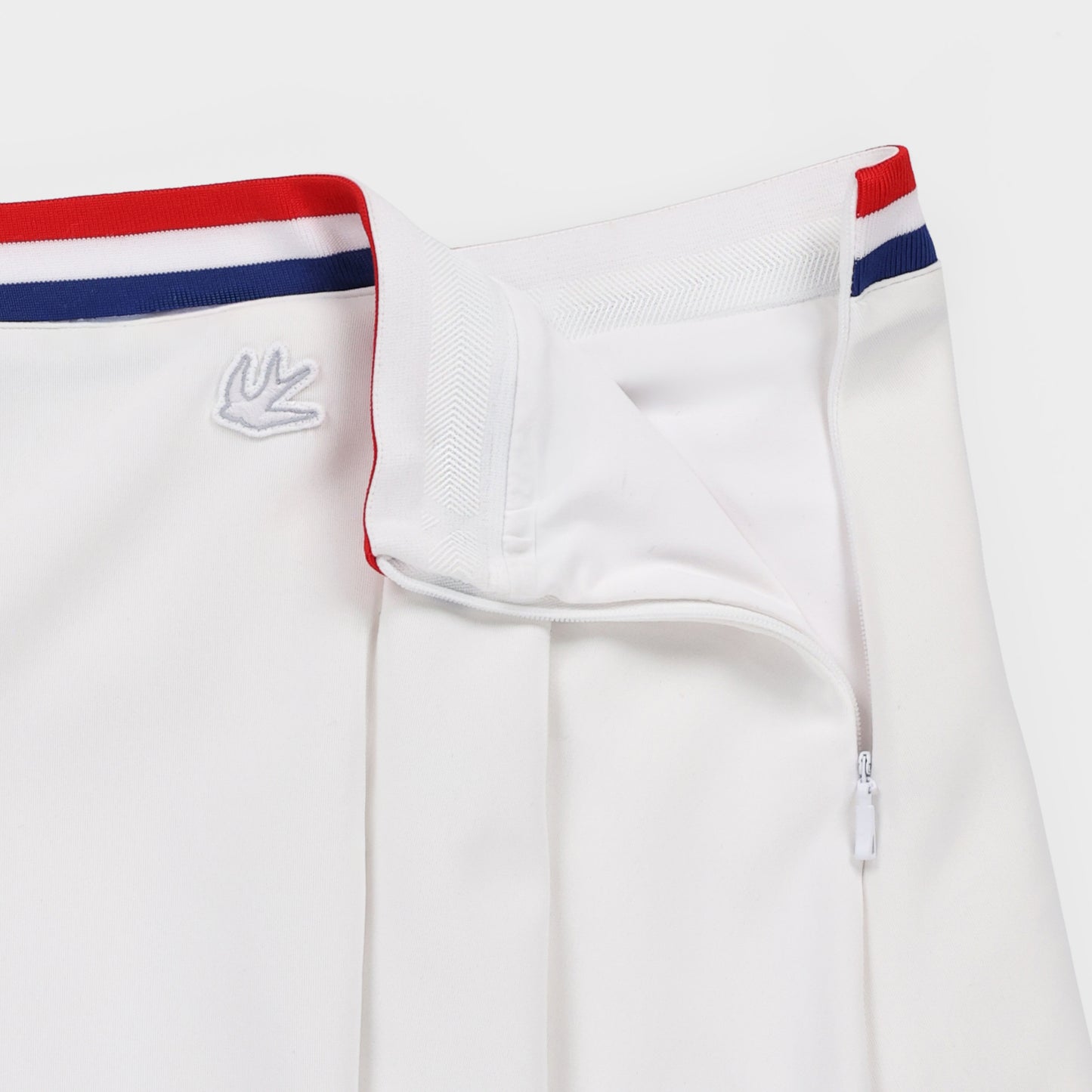 Womens Striped Scuba Pleated Skirt - White/Red/Blue