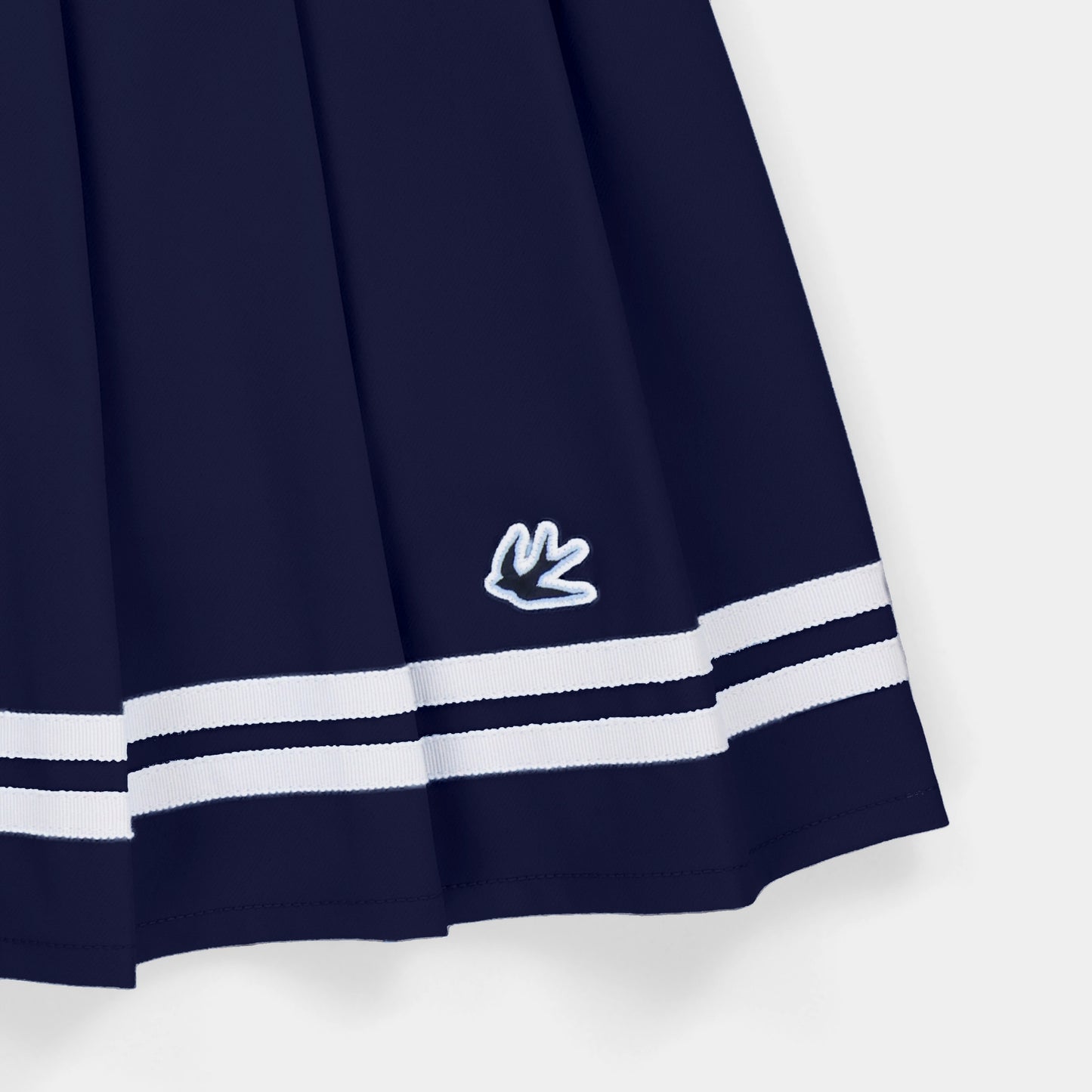 Womens Ribbon Pleated Skirt - Navy/White