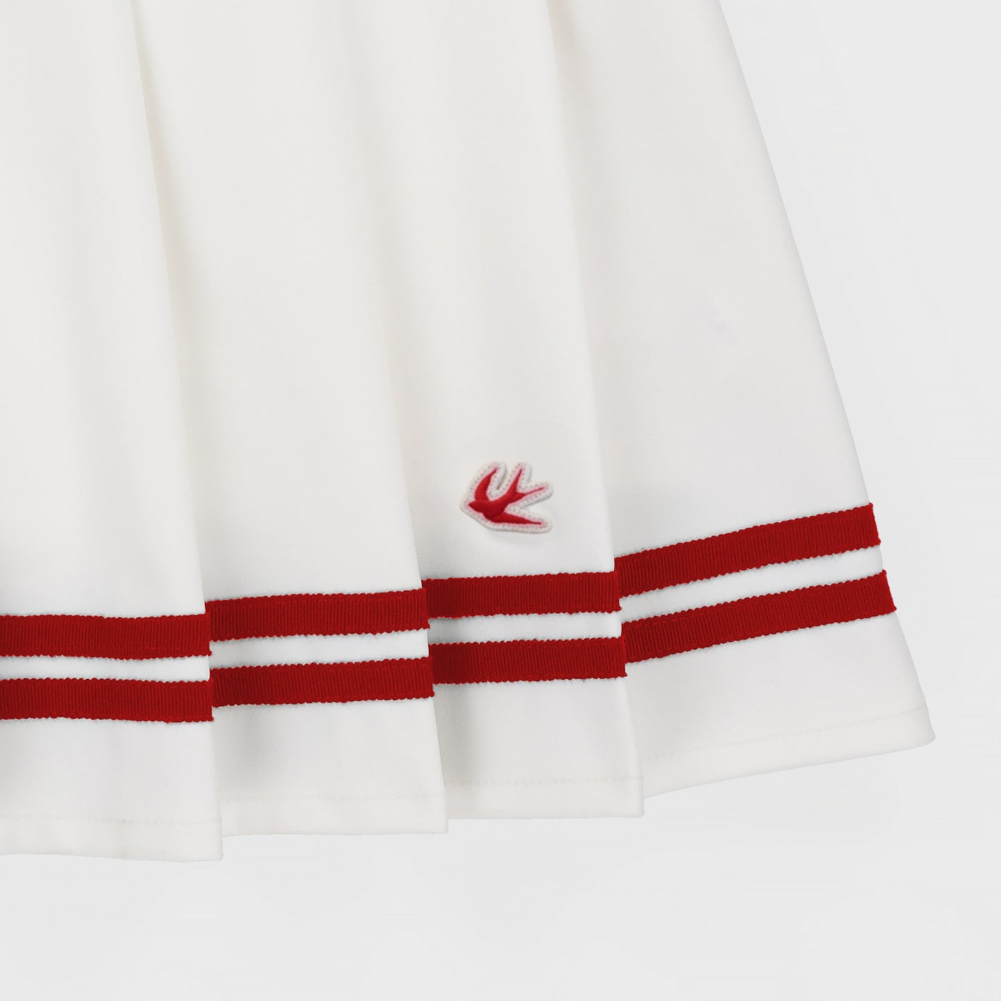 Womens Ribbon Pleated Skirt - White/Sport Red