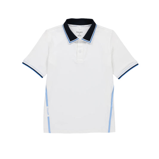 Womens Tech Jersey Club Polo - White/Powder Blue