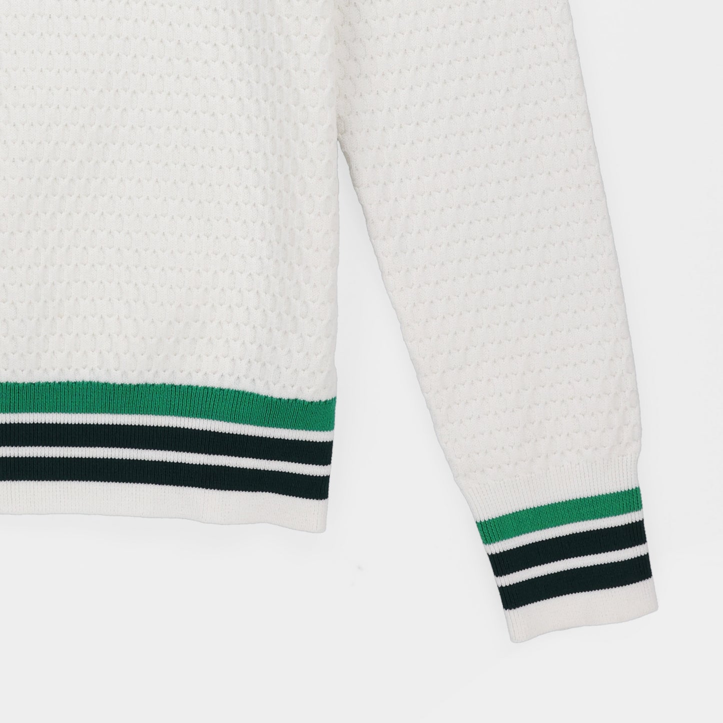 Womens Sport V Neck Sweater - White/Sport Green