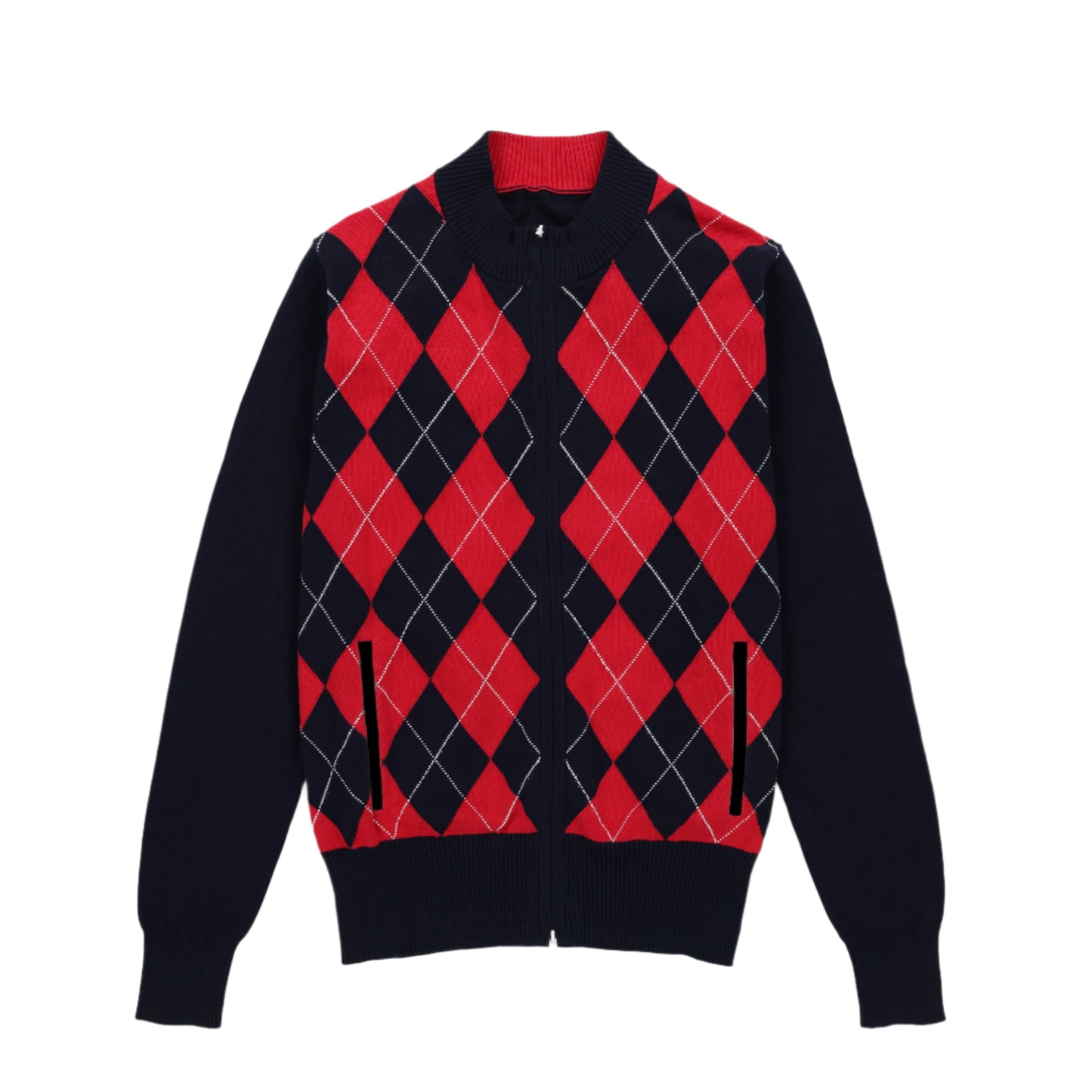 Womens Argyle Full Zip - Navy